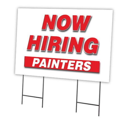 Signmission Now Hiring Painters Yard Sign & Stake outdoor plastic coroplast window, C-2436-DS-PAINTERS C-2436-DS-PAINTERS
